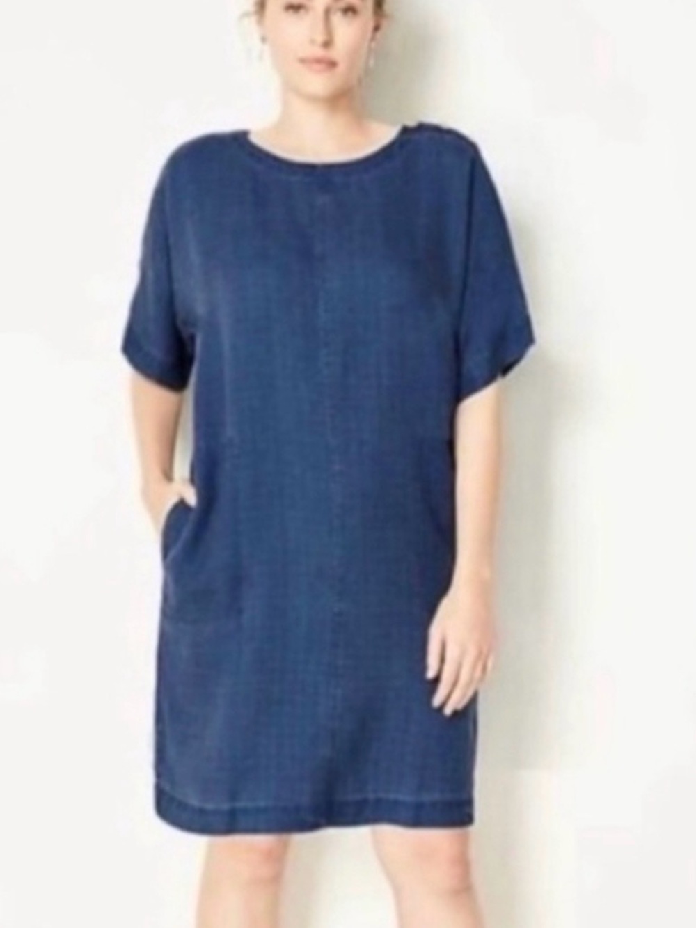 Pure Jill Indigo Tencel Shit Dress with Pockets S